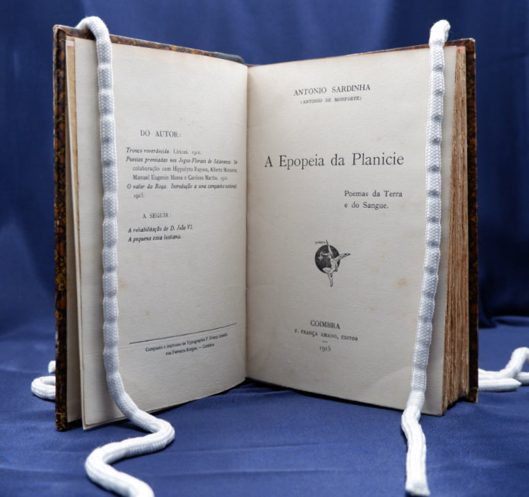 AP02LT35 – Sardinha, António – A EPOPEIA DA PLANÍCIE: POEMAS DA TERRA E DO SANGUE. Coimbra. F. França Amado, Editor. 1915. 277 (3) pp. 18,5 cm x 12,4 cm. E.