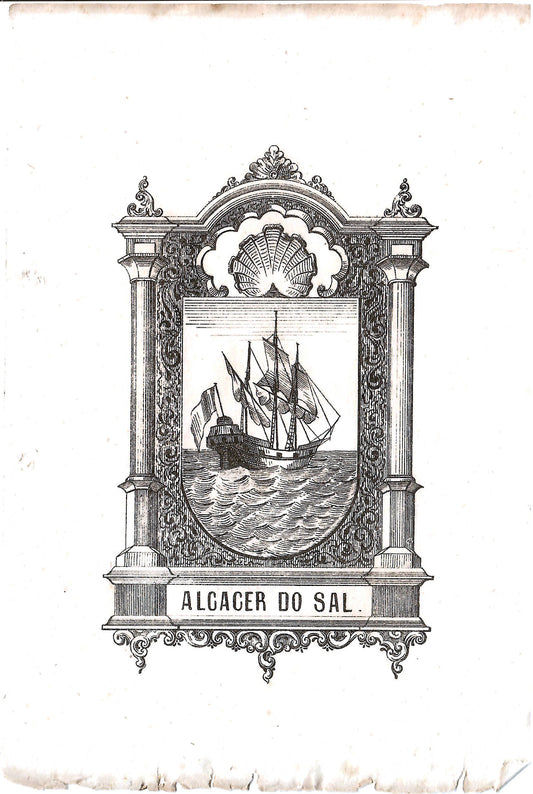 AP04LT62 – [HERÁLDICA; ESTAMPAS; ALCÁCER DO SAL] ARMAS DE ALCACER DO SAL. Lisboa. Typografia do Panorama. 1860