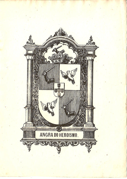 AP04LT63 – [HERÁLDICA; ESTAMPAS; ANGRA DO HEROÍSMO] ARMAS DE ANGRA DO HEROISMO. Lisboa. Typografia do Panorama. 1860