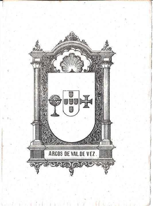 AP04LT64 – [HERÁLDICA; ESTAMPAS; ARCOS DE VALDEVEZ] ARMAS DE ARCOS DE VAL DE VEZ. Lisboa. Typografia do Panorama. 1860