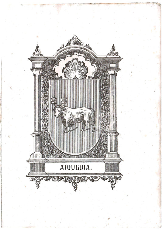 AP04LT65 – [HERÁLDICA; ESTAMPAS; ATOUGUIA DA BALEIA] ARMAS DE ATOUGUIA. Lisboa. Typografia do Panorama. 1860