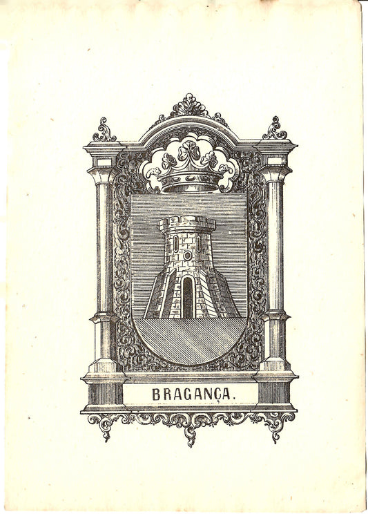 AP04LT69 – [HERÁLDICA; ESTAMPAS; BRAGANÇA] ARMAS DE BRAGANÇA. Lisboa. Typografia do Panorama. 1860