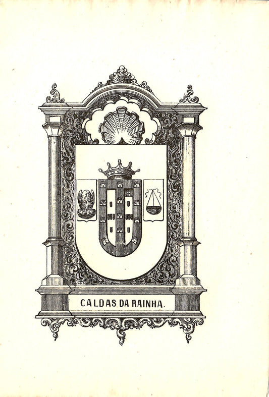 AP04LT71 – [HERÁLDICA; ESTAMPAS; CALDAS DA RAINHA] ARMAS DAS CALDAS DA RAINHA. Lisboa. Typografia do Panorama. 1860