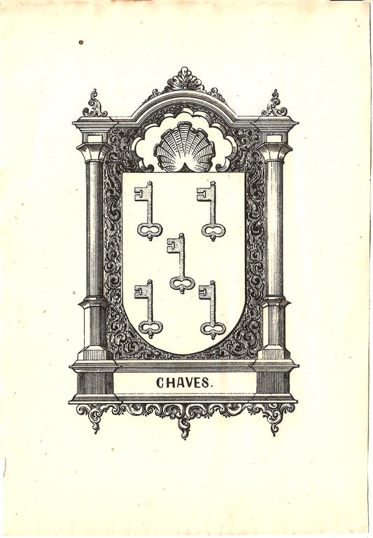 AP04LT75 – [HERÁLDICA; ESTAMPAS; CHAVES] ARMAS DE CHAVES. Lisboa. Typografia do Panorama. 1860