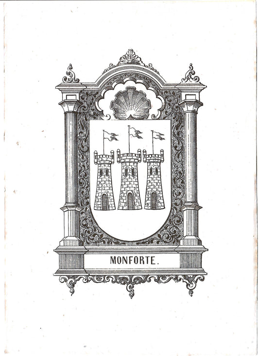 AP04LT80 – [HERÁLDICA; ESTAMPAS; MONFORTE] ARMAS DE MONFORTE. Lisboa. Typografia do Panorama. 1860