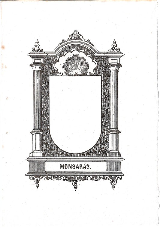 AP04LT81 – [HERÁLDICA; ESTAMPAS; REGUENGOS DE MONSARAZ] ARMAS DE MONSARÁS. Lisboa. Typografia do Panorama. 1860