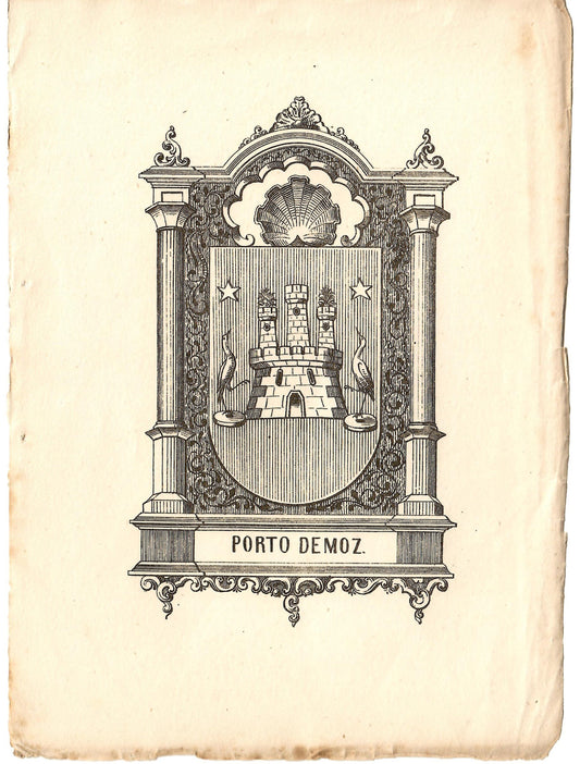 AP04LT82 – [HERÁLDICA; ESTAMPAS; PORTO DE MÓS] ARMAS DE PORTO DE MOZ. Lisboa. Typografia do Panorama. 1860