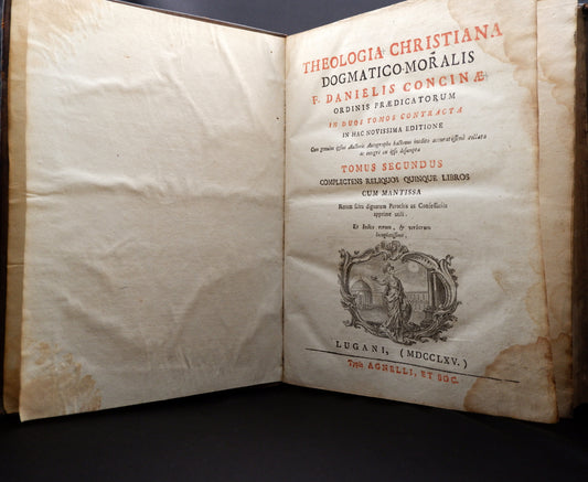 AS03LT38 – [TEOLOGIA] Concinæ, Danielis [Concina, Daniello] – THEOLOGIA CHRISTIANA DOGMATICO-MORALIS. Segundo Tomo. Lugani [Lugano]. Typis Agnelli, et Soc. 1765