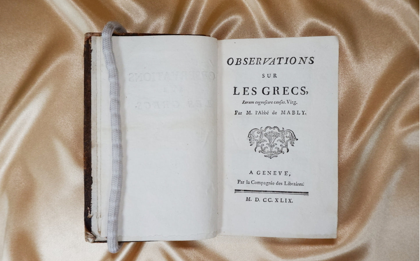 AS07LT04 – Abbé de Mably [Gabriel Bonnot] – OBSERVATIONS SUR LES GRECS. Geneve. Compagnie des Libraires. 1749