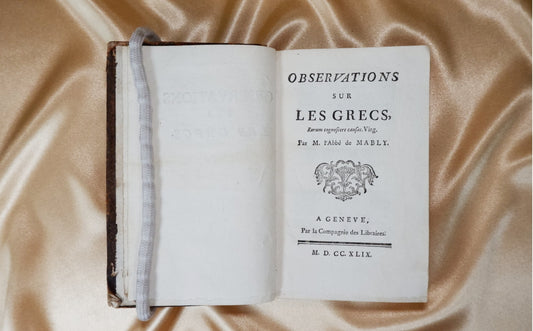 AS07LT04 – Abbé de Mably [Gabriel Bonnot] – OBSERVATIONS SUR LES GRECS. Geneve. Compagnie des Libraires. 1749