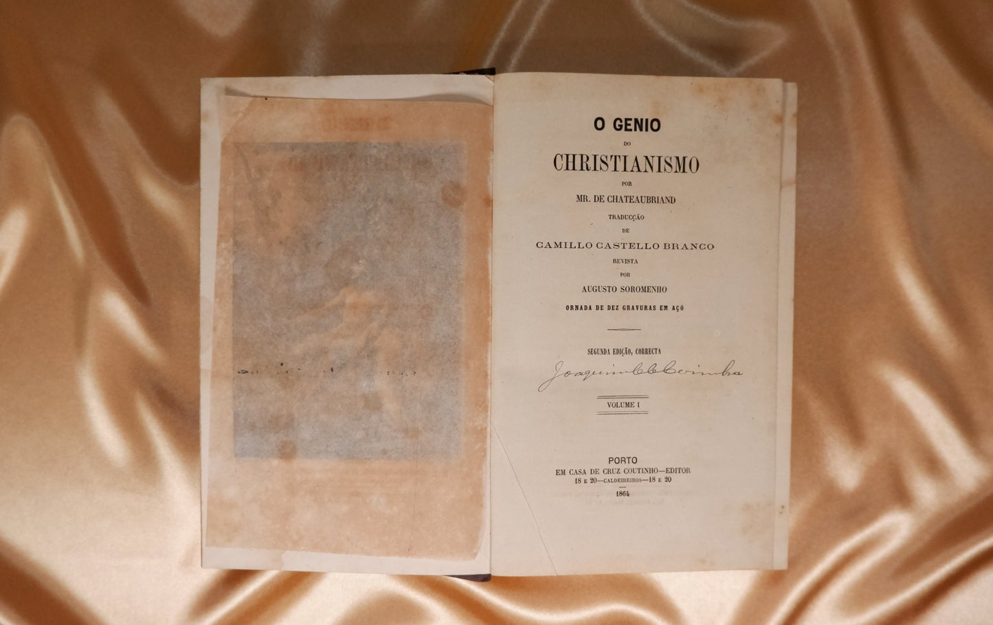 AS07LT16 – [CAMILIANA] Chateaubriand [Castello Branco, Camillo (trad.)] – O GENIO DO CHRISTIANISMO. 2 vols. Porto. Cruz Coutinho – Editor. 1864