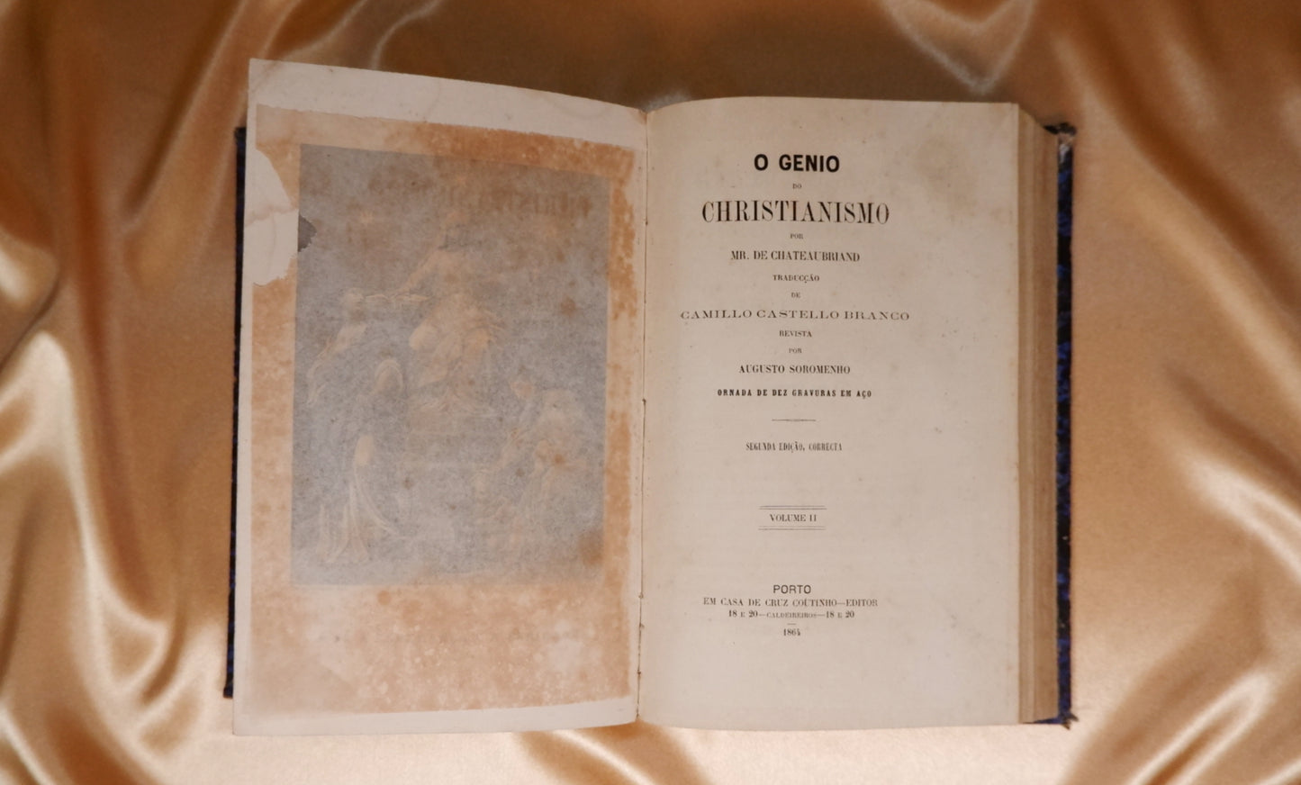 AS07LT16 – [CAMILIANA] Chateaubriand [Castello Branco, Camillo (trad.)] – O GENIO DO CHRISTIANISMO. 2 vols. Porto. Cruz Coutinho – Editor. 1864