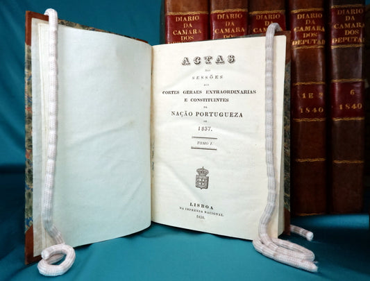 AS07LT23 – [SETEMBRISMO] 16 VOLS. DAS ACTAS DAS SESSÕES DAS CORTES GERAES E DIARIO DA CAMARA DOS DEPUTADOS (1837 a 1841). Lisboa. Imprensa Nacional. 1838-1841