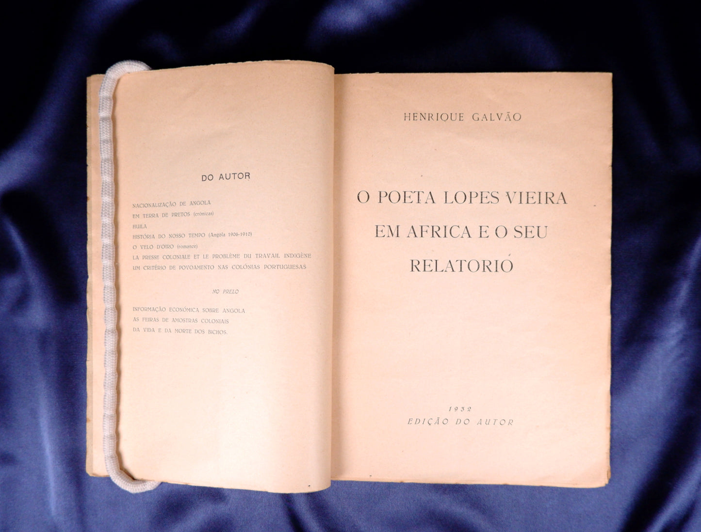 AS09LT13 – Galvão, Henrique – O POETA LOPES VIEIRA EM AFRICA E O SEU RELATORIO. Lisboa. Ed. Autor. 1932