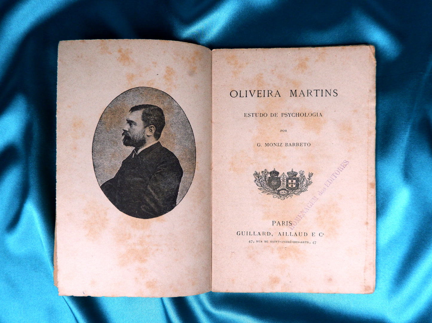 AS09LT42 – Barreto, G. Moniz – OLIVEIRA MARTINS: ESTUDO DE PSYCHOLOGIA. Paris. Guillard, Aillaud & C.ª. 1892