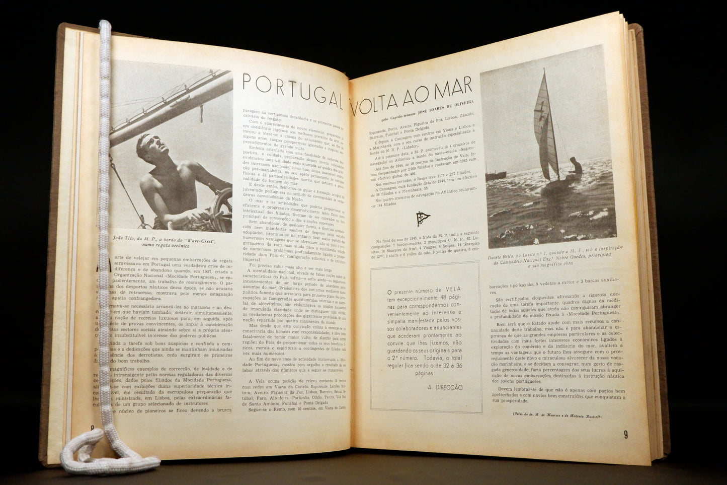 AS09LT46 – Meneses, António de (dir.) – VELA. DESPORTOS NÁUTICOS., n.os 1 a 9. Lisboa. Editora Gráfica Portuguesa, Limitada. 1946 - 1948