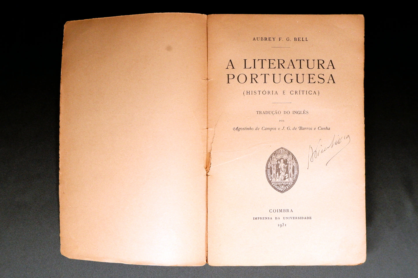 AS09LT51 – Bell, Aubrey F. G. – A LITERATURA PORTUGUESA (HISTÓRIA E CRÍTICA). Coimbra. Imprensa da Universidade. 1931