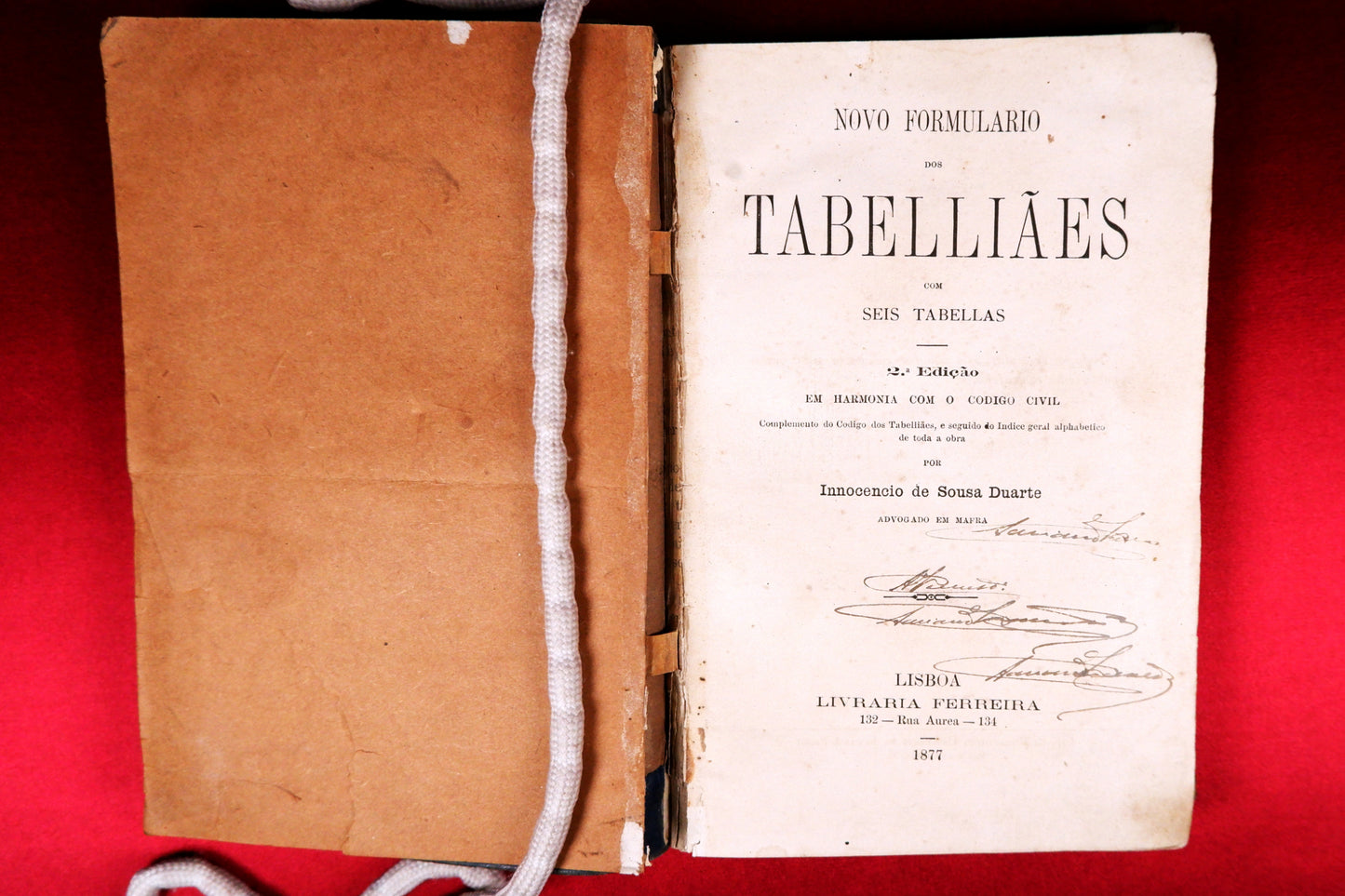 AS09LT58 – Duarte, Innocencio de Sousa – NOVO FORMULARIO DOS TABELLIÃES COM SEIS TABELLAS. Lisboa. Livraria Ferreira. 1877