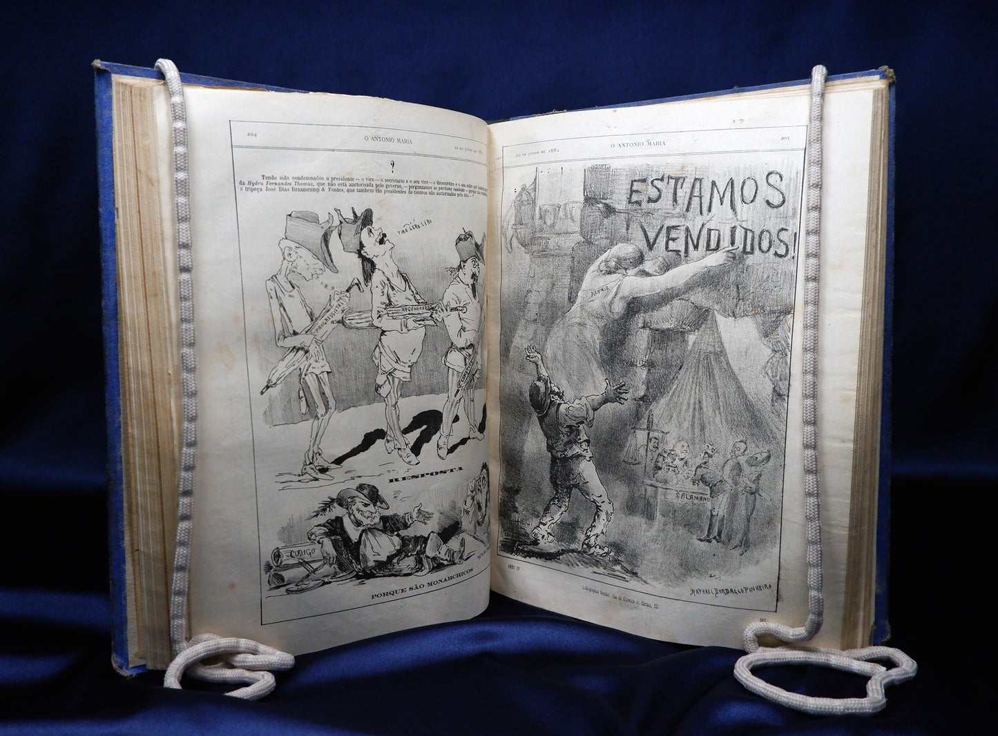 AS10LT29 – Pinheiro, Raphael Bordallo (dir.) – O ANTONIO MARIA. 3 vols. Quarto Anno, n.º 136, de 5 de Janeiro – Vol. [Anno] VII, n.º 3, de 21 de Janeiro. Lisboa. 1882-1885