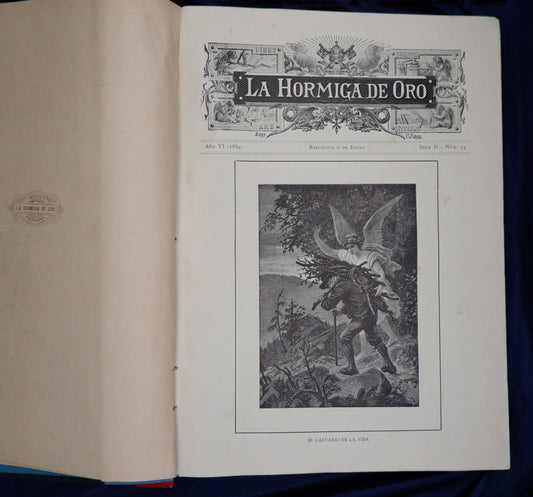 AS10LT40 – LA HORMIGA DE ORO. Año VI, Série II, n.os 54 ao 105, Barcelona. La Hormiga de Oro. 1889