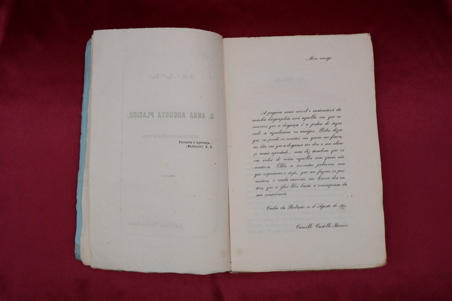 AS10LT49 – [CAMILIANA] Castro, J. C. Vieira de – CAMILLO CASTELLO-BRANCO (NOTÍCIA DA SUA VIDA E OBRAS). Porto. Typ. de António José da Silva Teixeira. 1862 [1863]