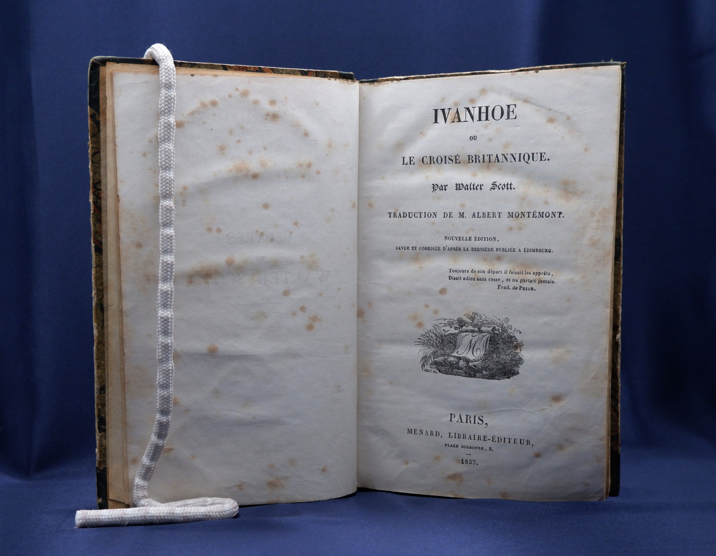 AS10LT52 – Scott, Walter – IVANHOE OU LA CROISÉ BRITANNIQUE. Paris. Menard. 1837