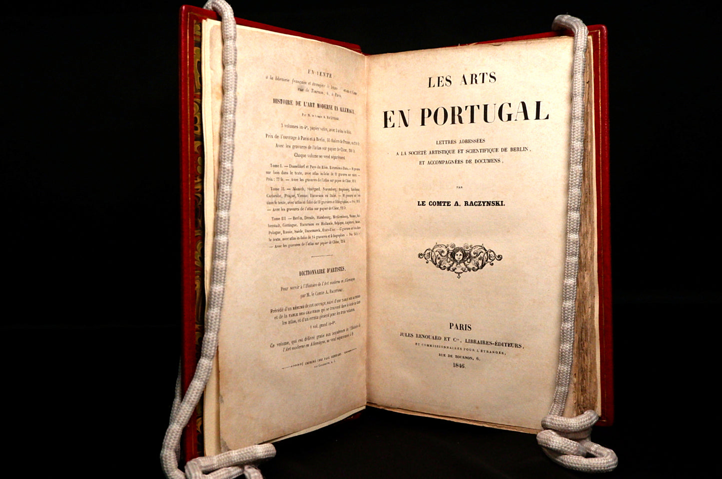 AS12LT50 – Raczynski, A. – LES ARTS EN PORTUGAL. Paris. Jules Renouard et Cie, Libraires-Éditeurs. 1846