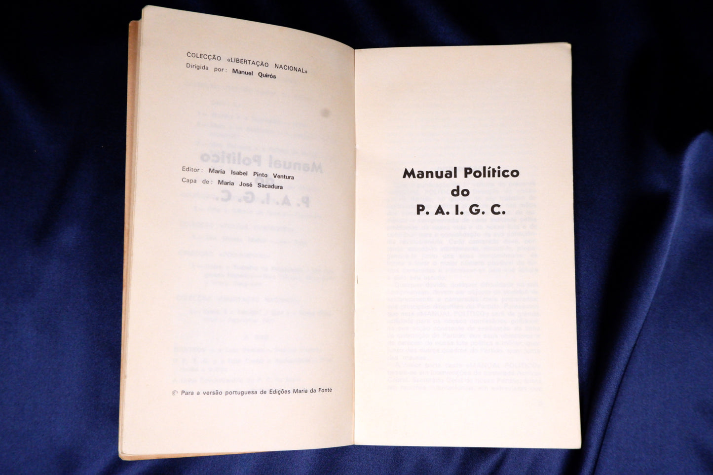 AS13LT22 – MANUAL POLÍTICO DO P.A.I.G.C. Col. Libertação Nacional, 2. s.l. Edições Maria da Fonte. 1974