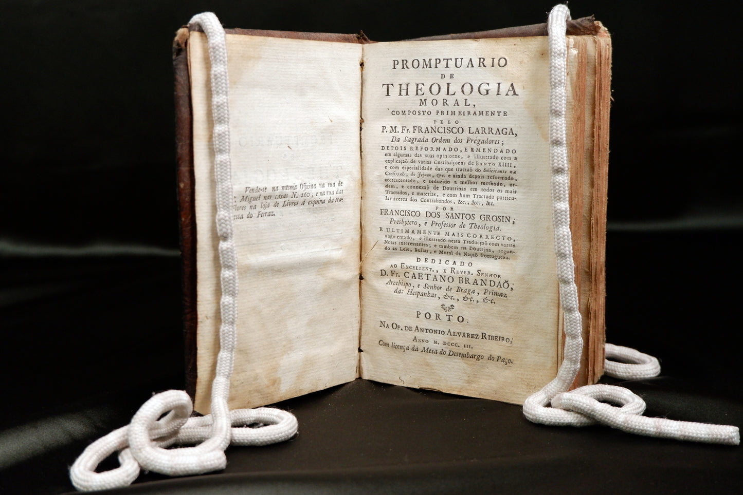 AS14LT15 – Larraga, Francisco – PROMPTUARIO DE THEOLOGIA MORAL, &c. Tomo I. Porto. Of. de Antonio Alvarez Ribeiro. 1803