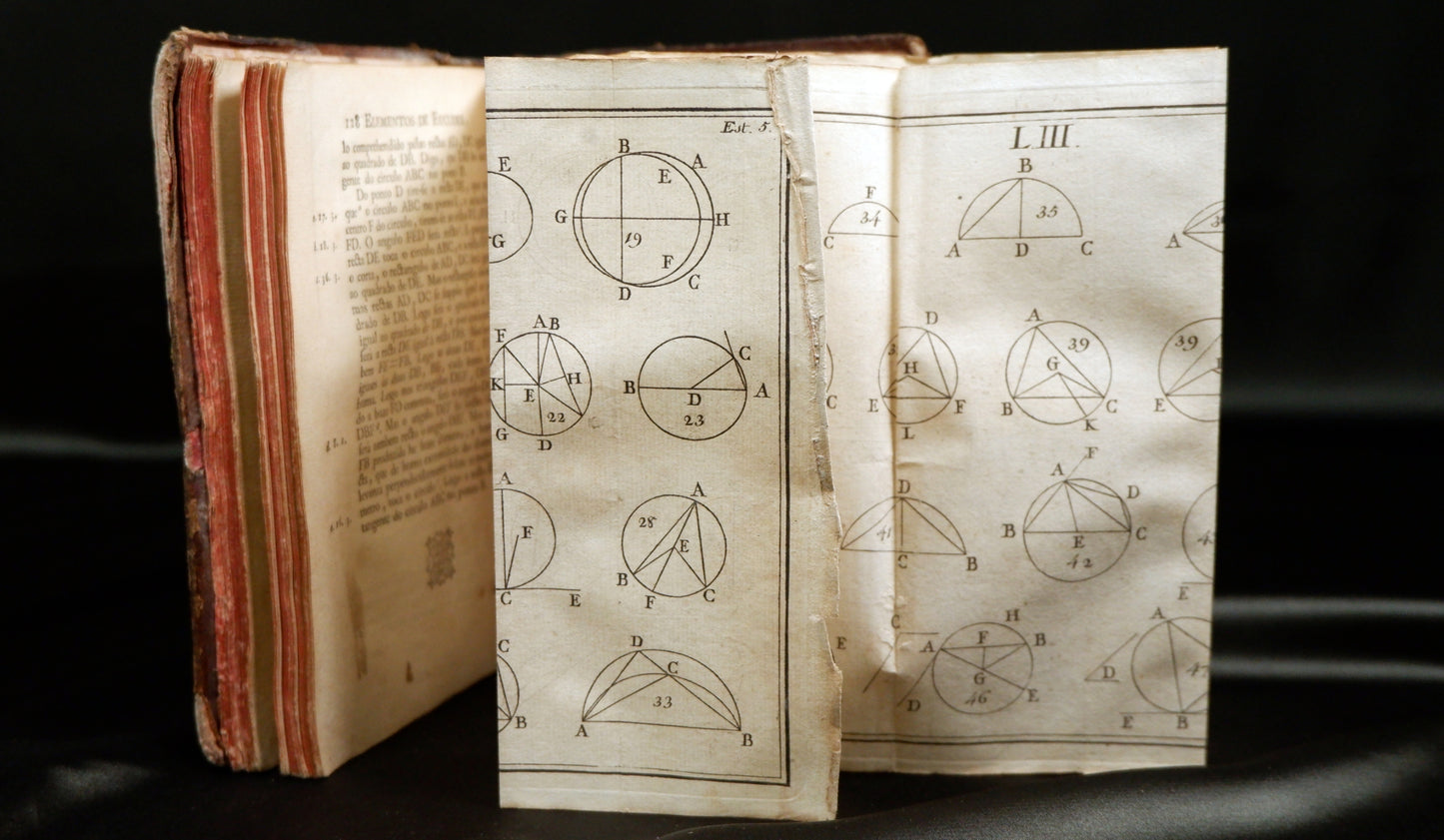 AS14LT16 – ELEMENTOS DE EUCLIDES DOS SEIS PRIMEIROS LIVROS, DO UNDECIMO, E DUODECIMO, DA VERSÃO LATINA DE FREDERICO COMMANDINO ADDICIONADOS, E ILLUSTRADOS POR ROBERTO SIMSON, &c. Lisboa. Officina de Miguel Manescal da Costa. 1768