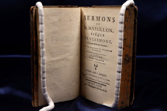 AS15LT06 – Massillon, [Jean-Baptiste] – SERMONS DE M. MASSILLON, ÉVÊQUE DE CLERMONT, &c. Tome Premier [de 4?]. Paris. Veuve Estienne et Fils / Jean Herissant. 1758