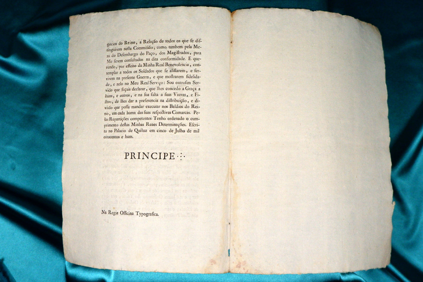 AS15LT15 – ALVARÁ – DIOGO IGNACIO DE PINA MANIQUE: ATRIBUIÇÃO DAS ORDENS DE CRISTO E DE SANTIAGO. Firmado no Palácio de Queluz. Regia Officina Typografica. 1801