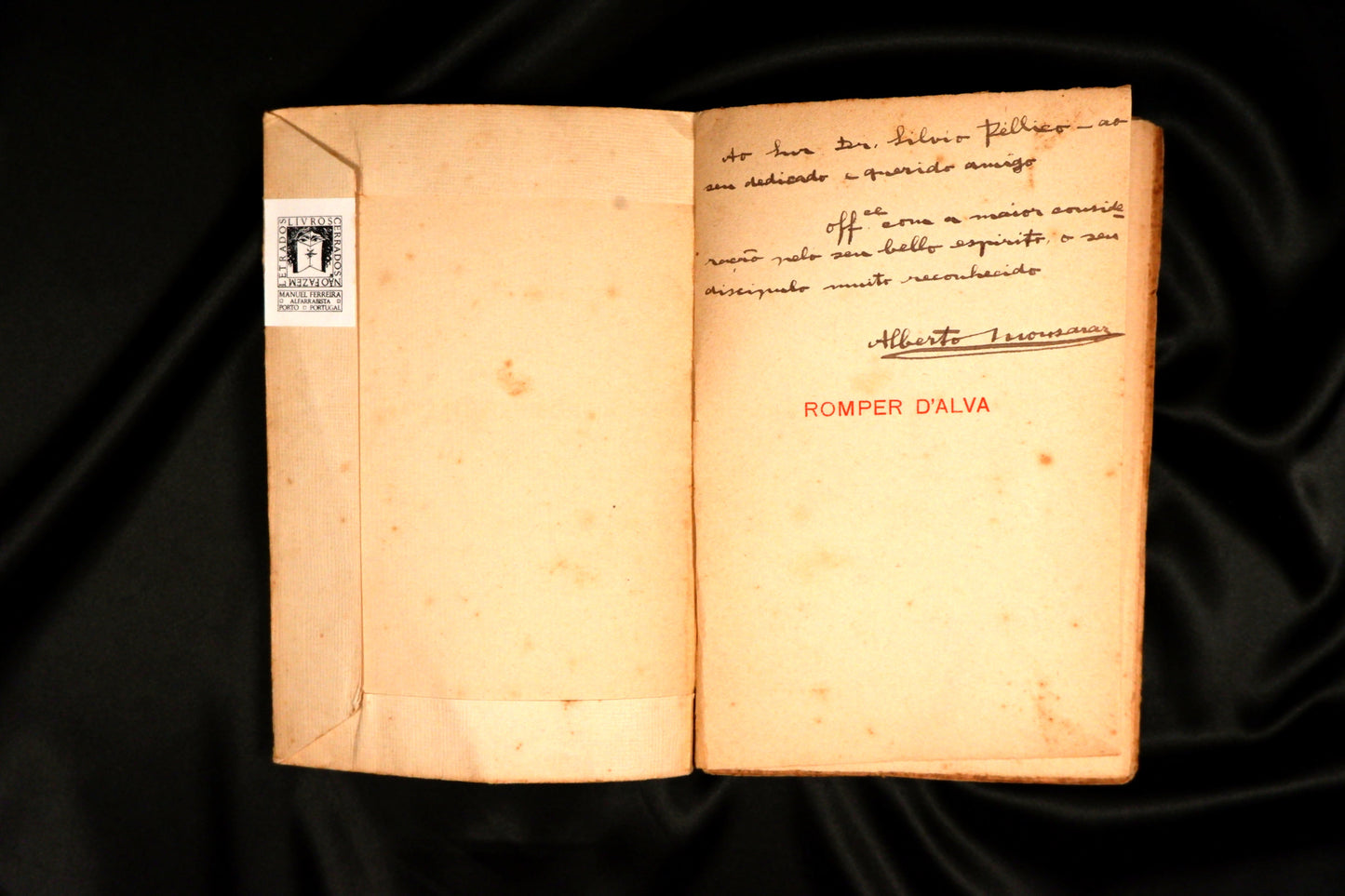 AS16LT08 – Monsaraz, Alberto – ROMPER D’ALVA 1906-1908. Lisboa. Livraria Classica Editora de A.M. Teixeira & C.ta. 1909