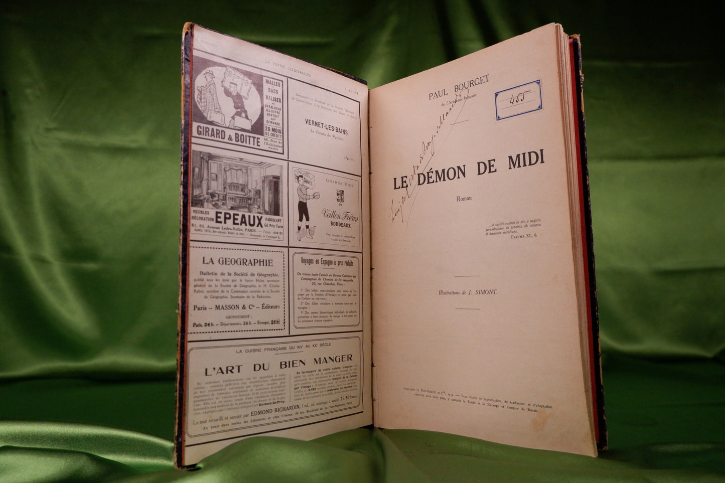 AS18LT20 – Bourget, Paul – LE DÉMON DE MIDI. La Petite Illustration, 16 fasc. Paris. La Petite Illustration. 1914