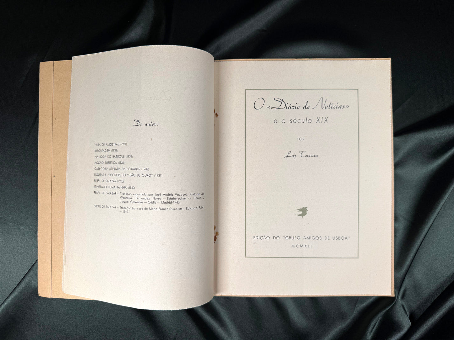 AS20LT52 – Teixeira, Luiz – O «DIÁRIO DE NOTÍCIAS» E O SÉCULO XIX. Lisboa. Grupo de Amigos de Lisboa. 1941